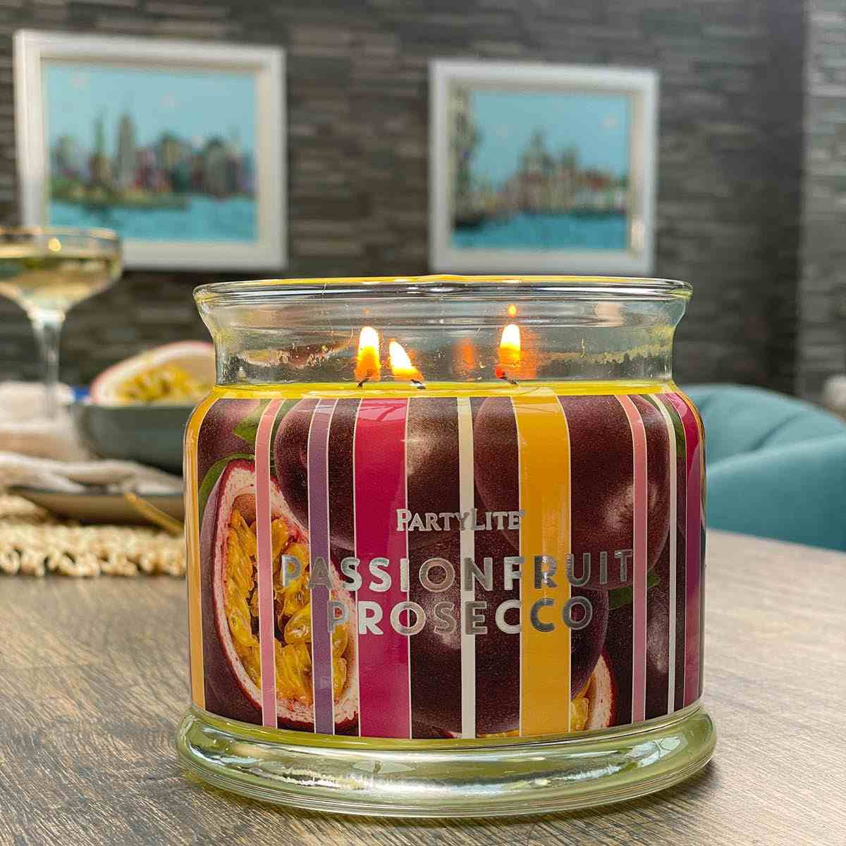 Passionfruit Prosecco 3-Wick Jar Candle - PartyLite US