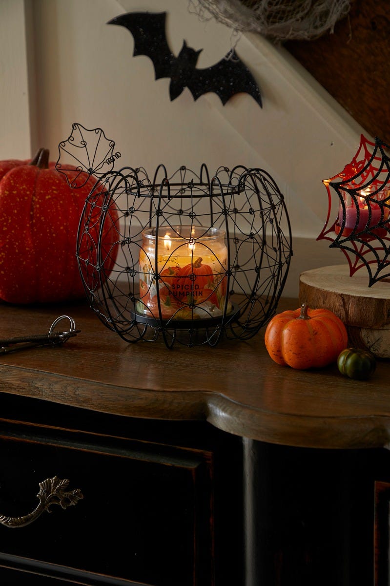 Black Wire Lace Pumpkin Jar Candle Holder - PartyLite US
