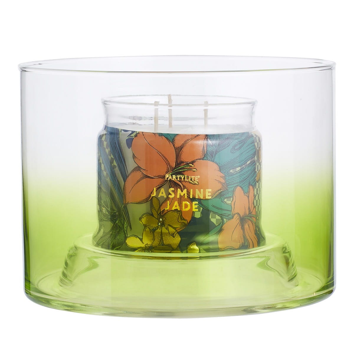 Blown Glass Green Ombré Jar Holder - PartyLite US
