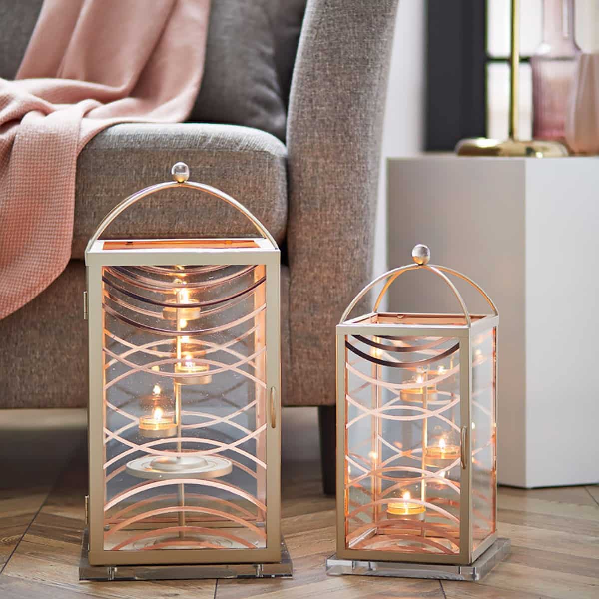 Curved Lines Lantern - Large - PartyLite US