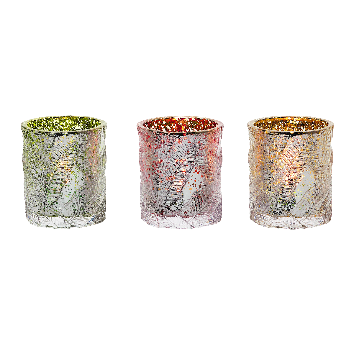 Glass Palm Tealight Candle Holder Trio - PartyLite US