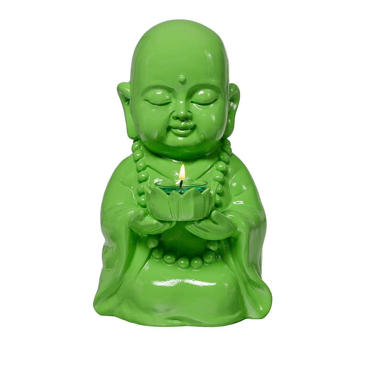 Happy Buddha Tealight Candle Holder - Green - PartyLite US
