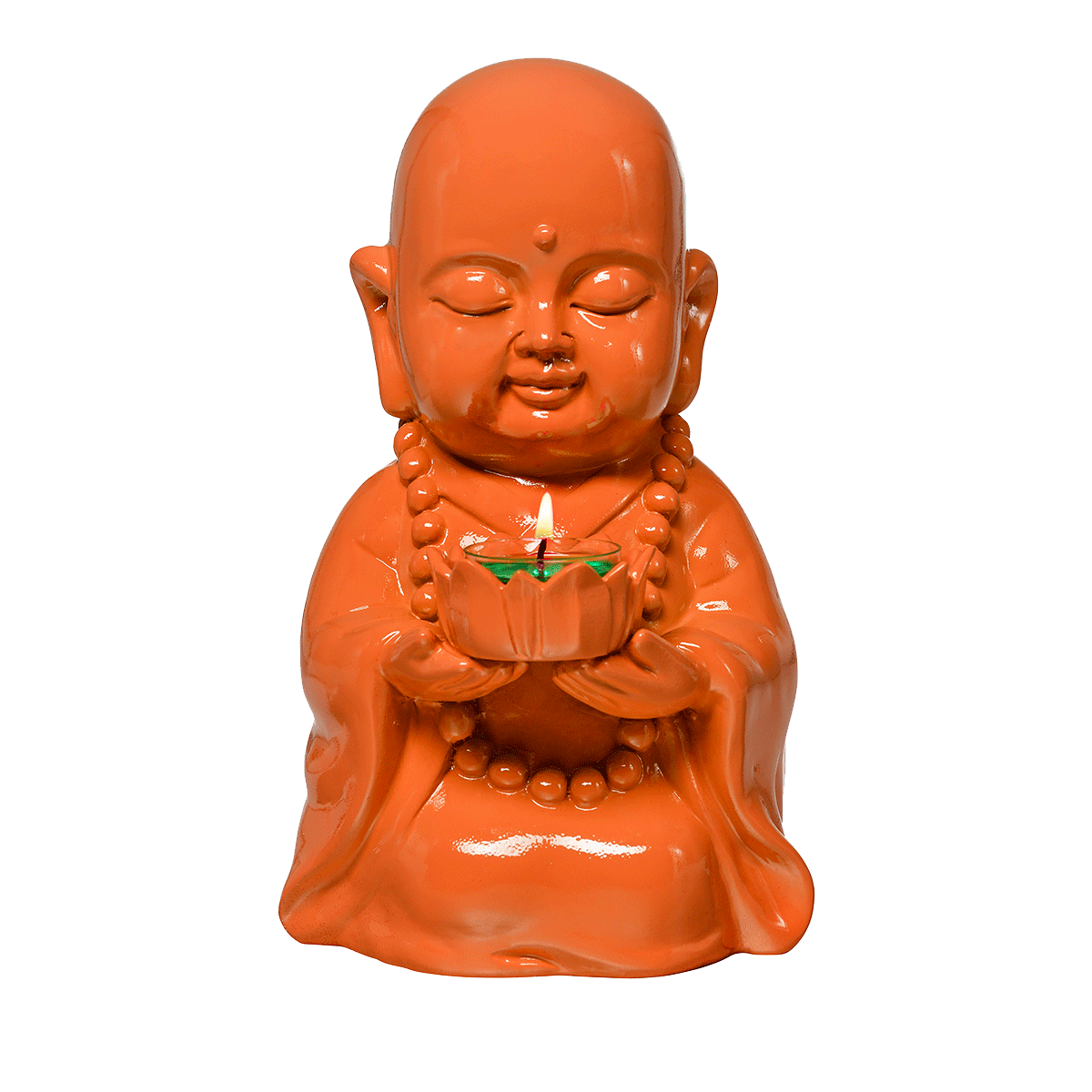 Happy Buddha Tealight Holder - Orange - PartyLite US
