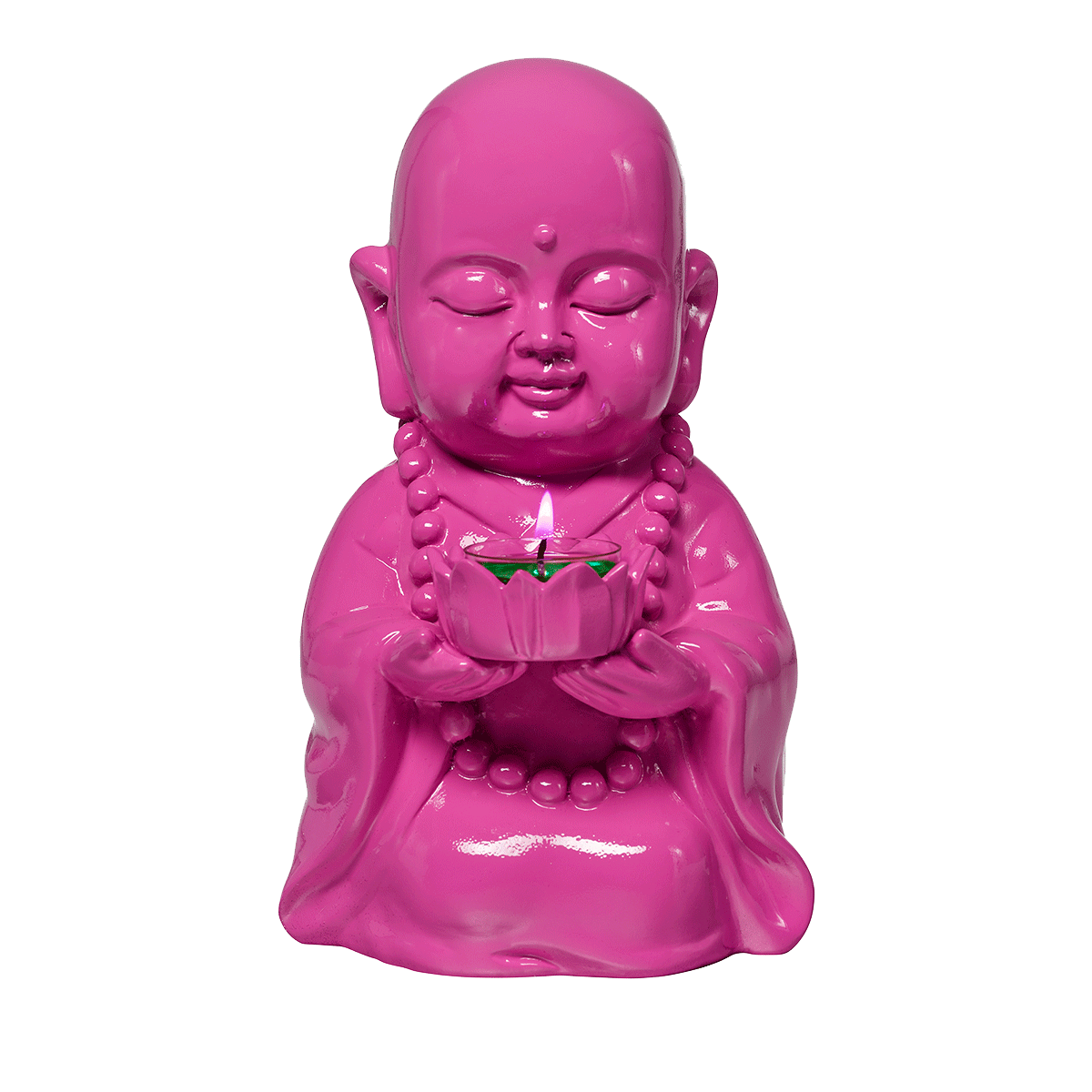 Happy Buddha Tealight Holder - Pink - PartyLite US