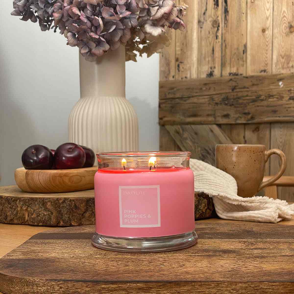 Pink Poppies & Plum 3-Wick Jar Candle - PartyLite US