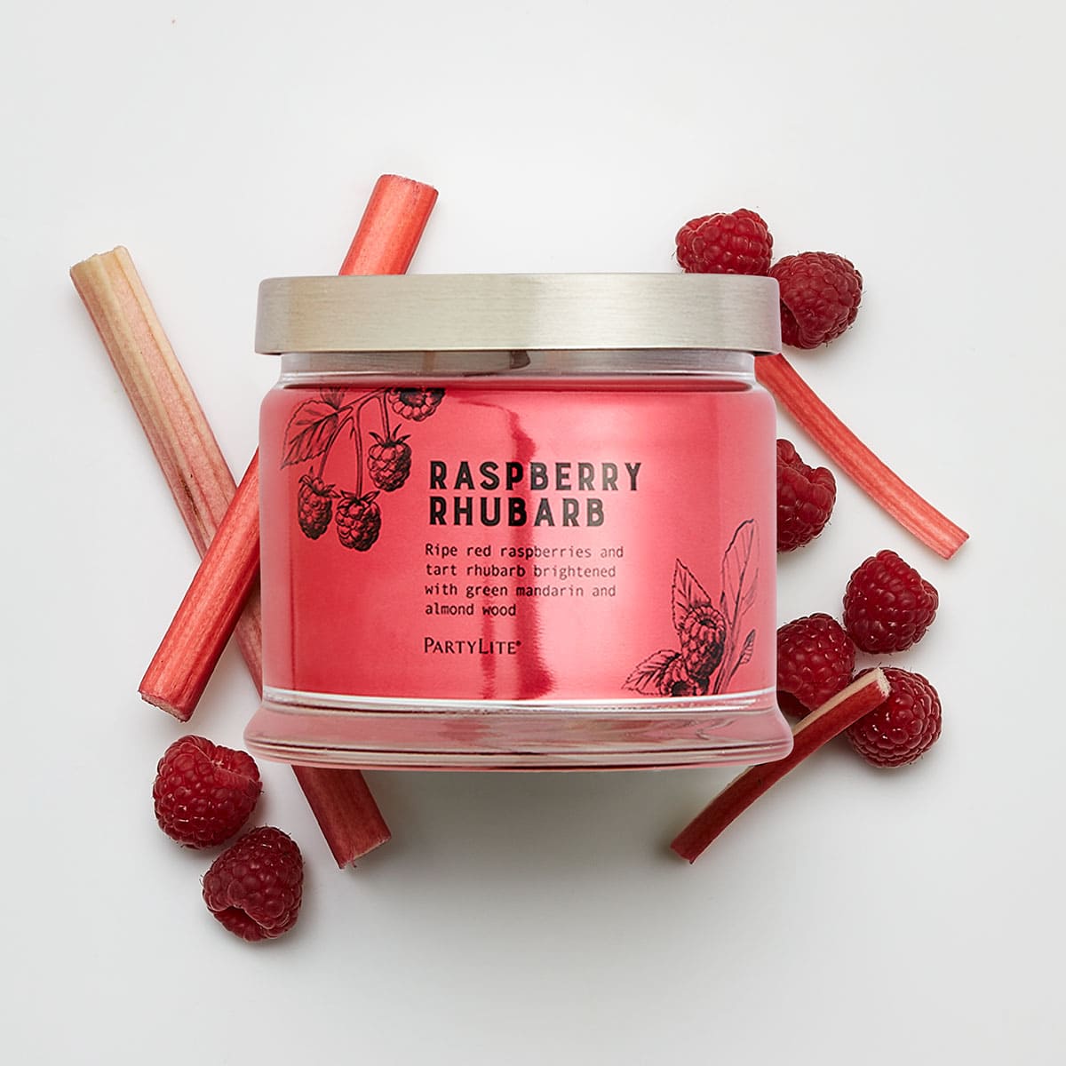 Raspberry Rhubarb 3-Wick Jar Candle - PartyLite US